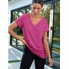 image:imageAUTOMET Womens Short Sleeve TShirts V Neck Summer Tops Basic Tees 2026Hotpink