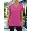image:imageAUTOMET Womens Short Sleeve TShirts V Neck Summer Tops Basic Tees 2026Hotpink