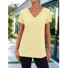 image:imageAUTOMET Womens Short Sleeve TShirts V Neck Summer Tops Basic Tees 2026Light Apricot