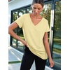 image:imageAUTOMET Womens Short Sleeve TShirts V Neck Summer Tops Basic Tees 2026Light Apricot