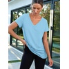 image:imageAUTOMET Womens Short Sleeve TShirts V Neck Summer Tops Basic Tees 2026Lightblue
