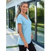 image:imageAUTOMET Womens Short Sleeve TShirts V Neck Summer Tops Basic Tees 2026Lightblue