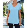 image:imageAUTOMET Womens Short Sleeve TShirts V Neck Summer Tops Basic Tees 2026Lightblue