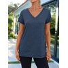 image:imageAUTOMET Womens Short Sleeve TShirts V Neck Summer Tops Basic Tees 2026Navy