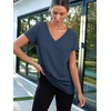 image:imageAUTOMET Womens Short Sleeve TShirts V Neck Summer Tops Basic Tees 2026Navy