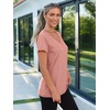 image:imageAUTOMET Womens Short Sleeve TShirts V Neck Summer Tops Basic Tees 2026Pink
