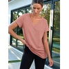 image:imageAUTOMET Womens Short Sleeve TShirts V Neck Summer Tops Basic Tees 2026Pink