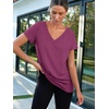 image:imageAUTOMET Womens Short Sleeve TShirts V Neck Summer Tops Basic Tees 2026Purple