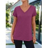 image:imageAUTOMET Womens Short Sleeve TShirts V Neck Summer Tops Basic Tees 2026Purple