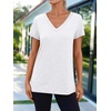 image:imageAUTOMET Womens Short Sleeve TShirts V Neck Summer Tops Basic Tees 2026White