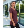 image:imageAUTOMET Womens Short Sleeve TShirts V Neck Summer Tops Basic Tees 2026Wine Red