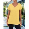 image:imageAUTOMET Womens Short Sleeve TShirts V Neck Summer Tops Basic Tees 2026Yellow