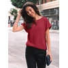 image:imageAUTOMET Womens Short Sleeve Tops Fall Shirts 2026 Lightweight SweaterBright Red