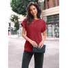image:imageAUTOMET Womens Short Sleeve Tops Fall Shirts 2026 Lightweight SweaterBright Red