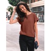 image:imageAUTOMET Womens Short Sleeve Tops Fall Shirts 2026 Lightweight SweaterBrown