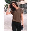 image:imageAUTOMET Womens Short Sleeve Tops Fall Shirts 2026 Lightweight SweaterChocolate Brown