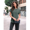 image:imageAUTOMET Womens Short Sleeve Tops Fall Shirts 2026 Lightweight SweaterGreen