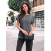 image:imageAUTOMET Womens Short Sleeve Tops Fall Shirts 2026 Lightweight SweaterGrey