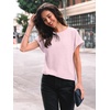 image:imageAUTOMET Womens Short Sleeve Tops Fall Shirts 2026 Lightweight SweaterPink