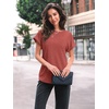 image:imageAUTOMET Womens Short Sleeve Tops Fall Shirts 2026 Lightweight SweaterRed