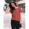 image:imageAUTOMET Womens Short Sleeve Tops Fall Shirts 2026 Lightweight SweaterRed