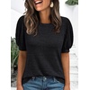 image:imageAUTOMET Womens Short Sleeve Tops Fall Sweater Dressy Casual Blouses 2026Black