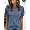 image:imageAUTOMET Womens Short Sleeve Tops Fall Sweater Dressy Casual Blouses 2026Blue