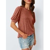 image:imageAUTOMET Womens Short Sleeve Tops Fall Sweater Dressy Casual Blouses 2026Brown