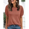 image:imageAUTOMET Womens Short Sleeve Tops Fall Sweater Dressy Casual Blouses 2026Brown
