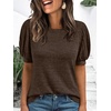 image:imageAUTOMET Womens Short Sleeve Tops Fall Sweater Dressy Casual Blouses 2026Chocolate Brown