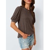image:imageAUTOMET Womens Short Sleeve Tops Fall Sweater Dressy Casual Blouses 2026Chocolate Brown