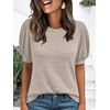 image:imageAUTOMET Womens Short Sleeve Tops Fall Sweater Dressy Casual Blouses 2026Khaki