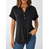 image:imageAUTOMET Womens Short Sleeve Tops Henley Dressy Casual Cute Summer Tops 2026Black