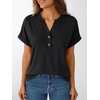 image:imageAUTOMET Womens Short Sleeve Tops Henley Dressy Casual Cute Summer Tops 2026Black