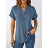 image:imageAUTOMET Womens Short Sleeve Tops Henley Dressy Casual Cute Summer Tops 2026Blue