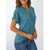 image:imageAUTOMET Womens Short Sleeve Tops Henley Dressy Casual Cute Summer Tops 2026Blue Green