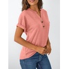 image:imageAUTOMET Womens Short Sleeve Tops Henley Dressy Casual Cute Summer Tops 2026Coral
