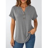 image:imageAUTOMET Womens Short Sleeve Tops Henley Dressy Casual Cute Summer Tops 2026Gray