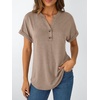 image:imageAUTOMET Womens Short Sleeve Tops Henley Dressy Casual Cute Summer Tops 2026Khaki