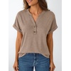 image:imageAUTOMET Womens Short Sleeve Tops Henley Dressy Casual Cute Summer Tops 2026Khaki