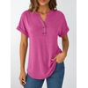 image:imageAUTOMET Womens Short Sleeve Tops Henley Dressy Casual Cute Summer Tops 2026Rose