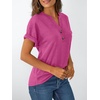 image:imageAUTOMET Womens Short Sleeve Tops Henley Dressy Casual Cute Summer Tops 2026Rose