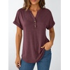 image:imageAUTOMET Womens Short Sleeve Tops Henley Dressy Casual Cute Summer Tops 2026Wine