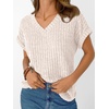 image:imageAUTOMET Womens Short Sleeve V Neck Cute Tops 2026 Fall Fashion SweatersApricot