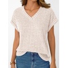 image:imageAUTOMET Womens Short Sleeve V Neck Cute Tops 2026 Fall Fashion SweatersApricot