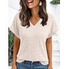 image:imageAUTOMET Womens Short Sleeve V Neck Cute Tops 2026 Fall Fashion SweatersApricot