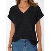 image:imageAUTOMET Womens Short Sleeve V Neck Cute Tops 2026 Fall Fashion SweatersBlack