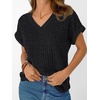 image:imageAUTOMET Womens Short Sleeve V Neck Cute Tops 2026 Fall Fashion SweatersBlack