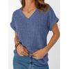 image:imageAUTOMET Womens Short Sleeve V Neck Cute Tops 2026 Fall Fashion SweatersBlue