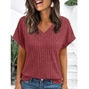 image:imageAUTOMET Womens Short Sleeve V Neck Cute Tops 2026 Fall Fashion SweatersBurgundy